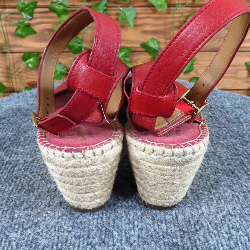 Clarks Petrina Selma Women Espadrille Wedge Sandal Size 11 Summer Red Leather